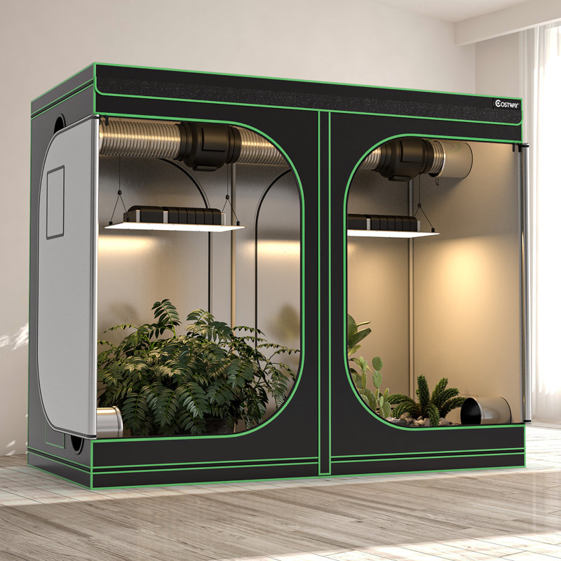Costway 4x8 Grow Tent, 96''''x48''''x80'''' High Reflective Mylar